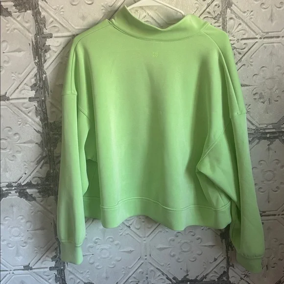 Lime Green Women's Half-Zip Sweatshirt - Picture 3 of 3